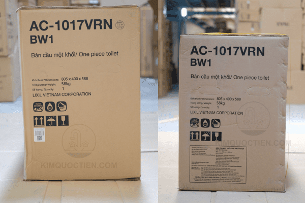 Thông Tin Trên Hộp Chứa Sản Phẩm Bồn Cầu INAX AC-1017VRN 1 Khối
