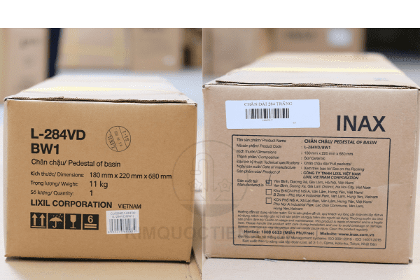 Thông Tin Chân Dài Lavabo INAX L-284VD Trên Trong Hộp