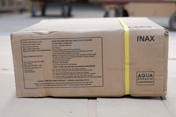 Thông Tin Chi Tiết Trên Hộp Lavabo INAX AL-333V Bán Âm Bàn Aqua Ceramic