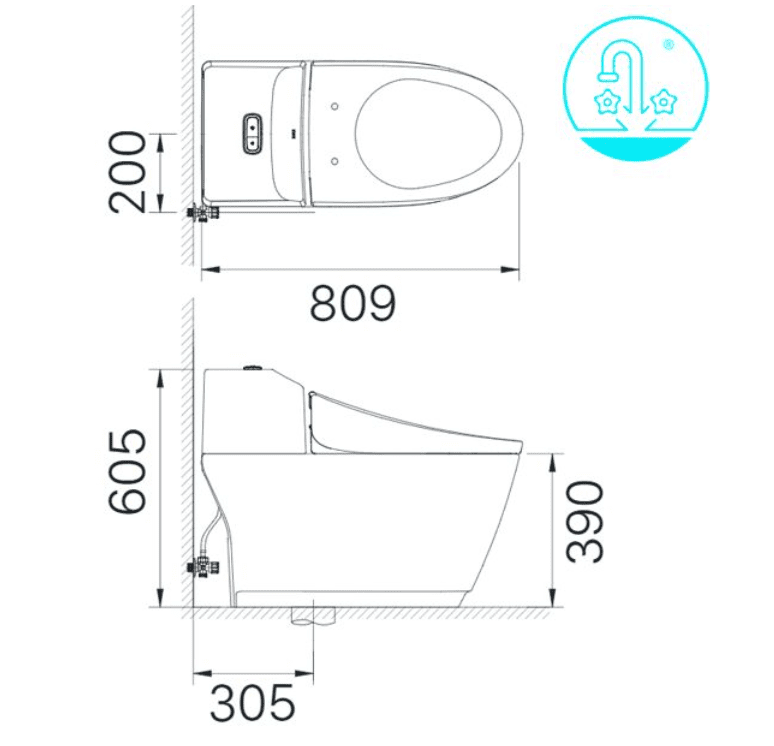 Bản vẽ kỹ thuật bồn cầu INAX AC-1032VN 1 khối (S400 LINE)