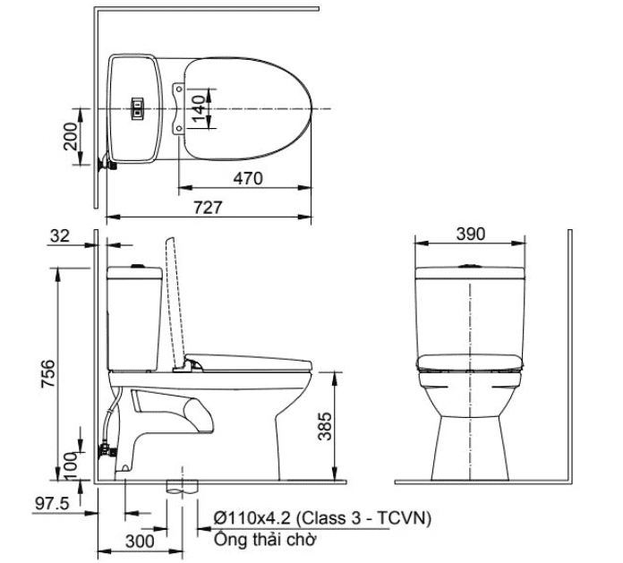Bồn Cầu INAX AC-504VAN 2 Khối