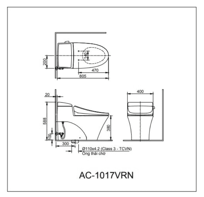 Bàn cầu vệ sinh inax AC1017VRN