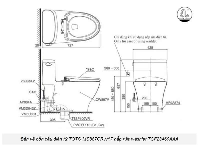 Bàn cầu TOTO MS887CRW17