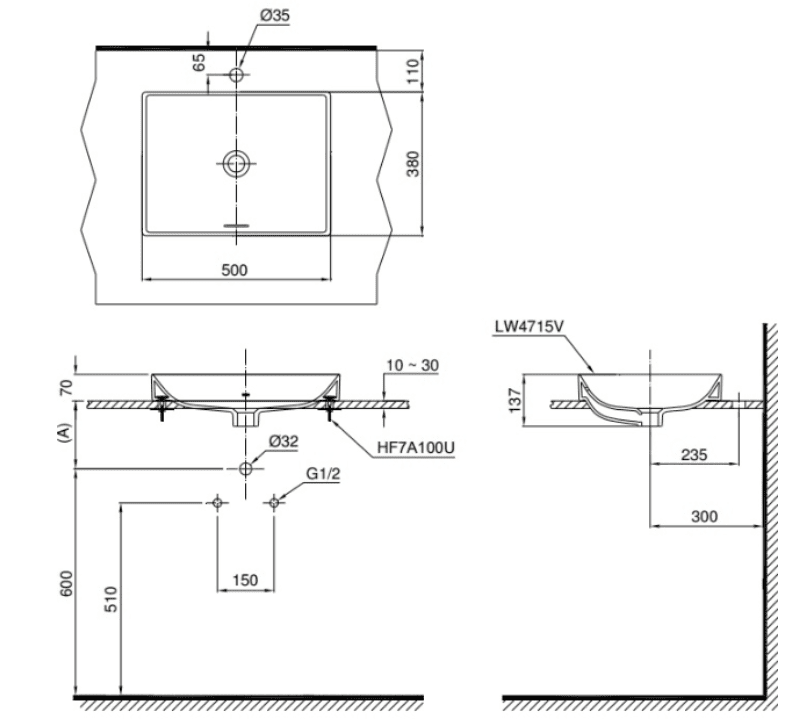Chậu Rửa Mặt Lavabo TOTO LT4715