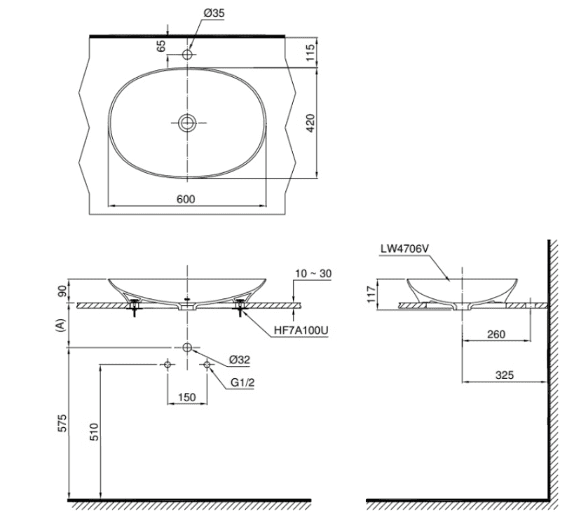 Chậu Rửa Mặt Lavabo TOTO LT4706