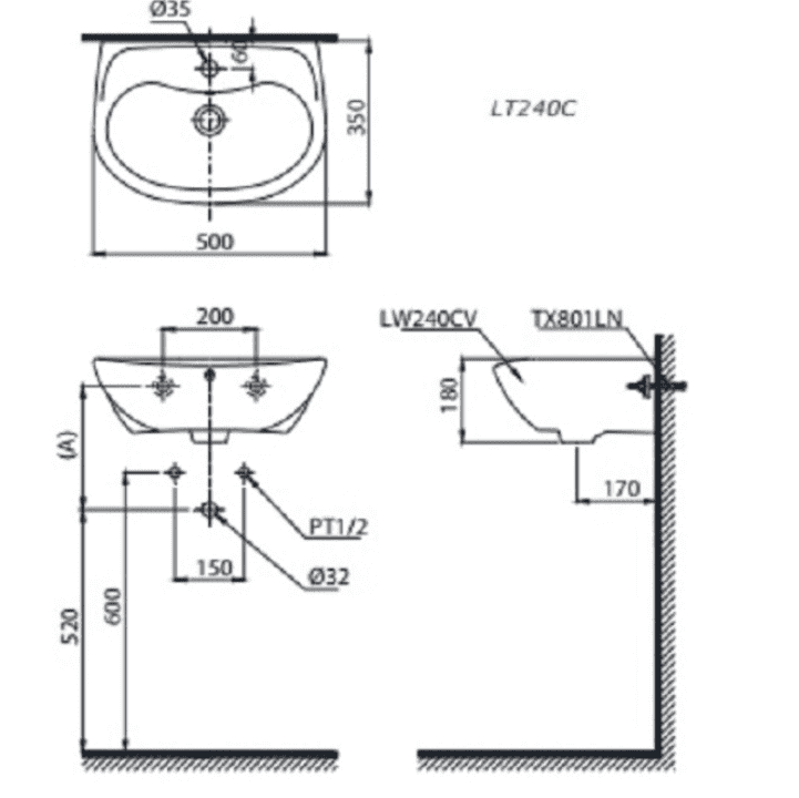Chậu Rửa Lavabo TOTO LT240CS