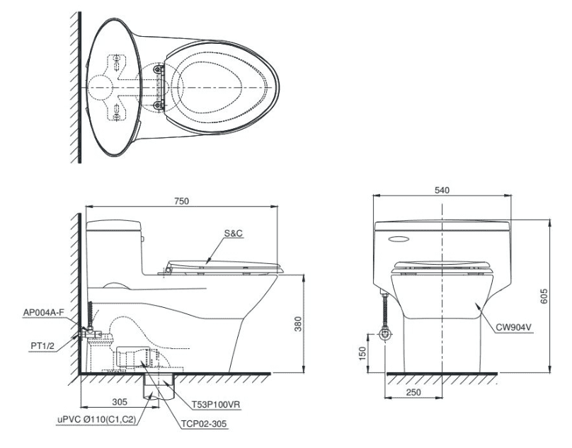 Bồn cầu ToTo MS904W7