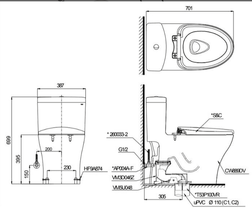 Bồn cầu ToTo MS889DW6 (MS889DRW6)
