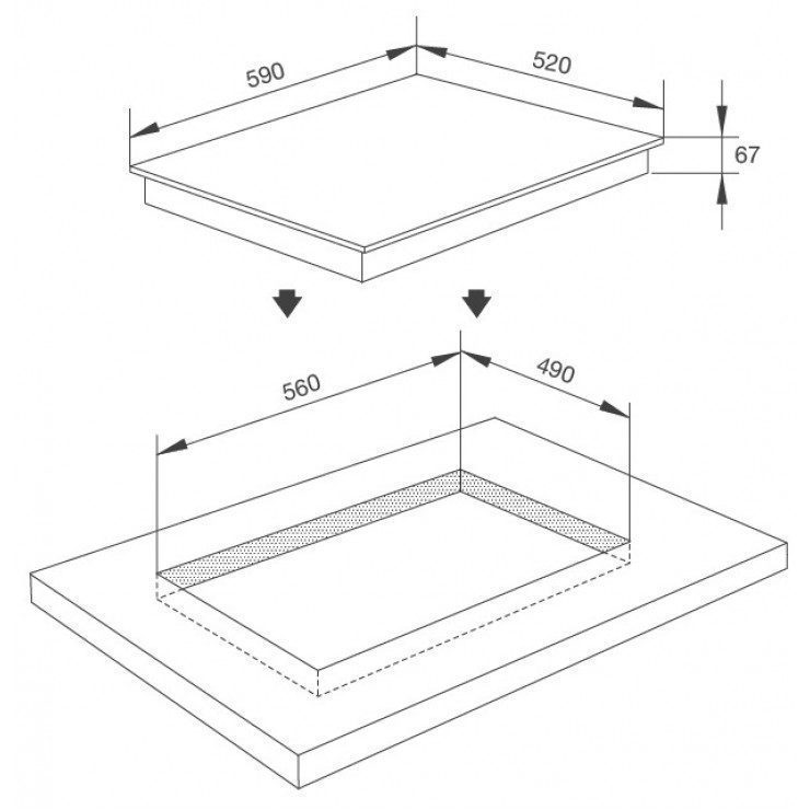 bản vẽ Bếp Điện MALLOCA MR 593 3 Vùng Nấu