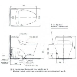 bản vẽ bồn cầu MS823CDRW12#XW