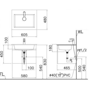 Lavabo CAESAR LF5017 Dương Bàn