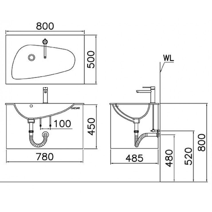 Lavabo CAESAR LF5036 Đặt Bàn