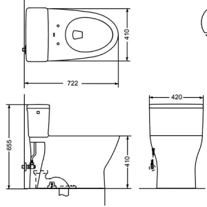 bản vẽ Bồn Cầu Điện Tử TOTO MS188VKW11 Nắp Rửa Washlet