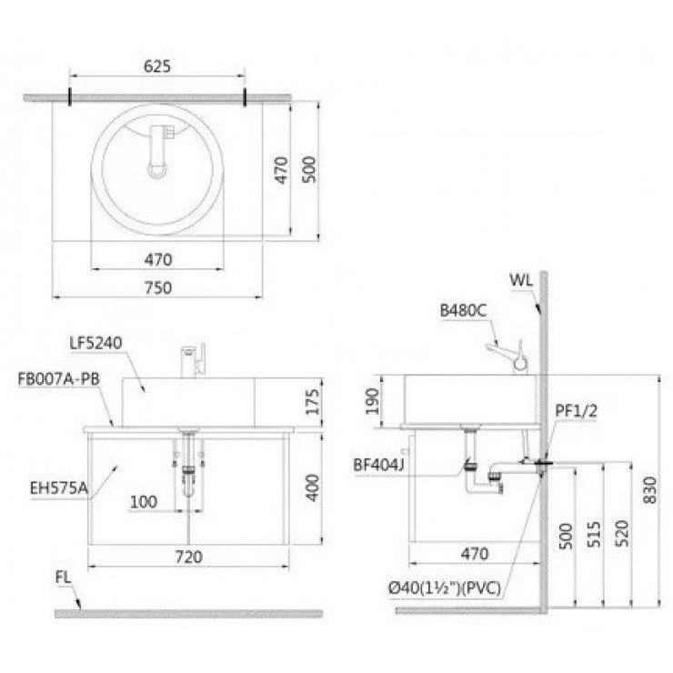 Lavabo CAESAR LF5240 Đặt Bàn Tròn