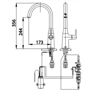 bản vẽ Vòi bếp COTTO CT4904A(DC) Nóng Lạnh Tự Động Dùng Pin
