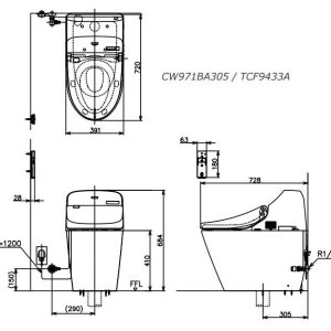 bảng vẽ bồn cầu washlet 2