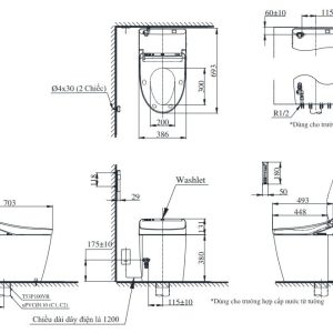 bảng vẽ bồn cầu toto cs988vt