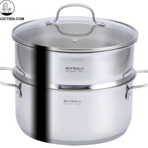 Quai nồi và tay cầm được làm từ inox cao cấp, thiết kế cách nhiệt giúp thao tác an toàn hơn