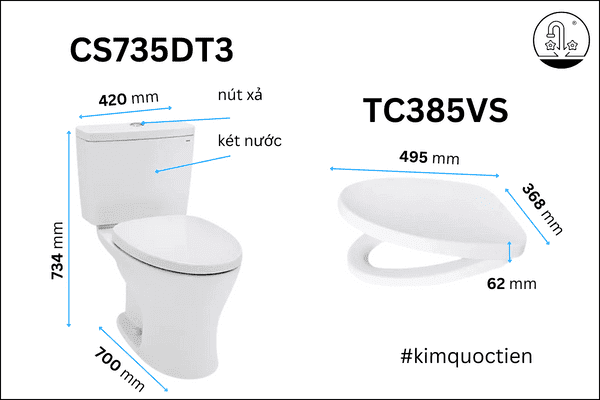 Bồn Cầu TOTO 2 Khối CS735DT3