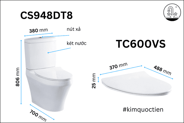 Bồn cầu TOTO 2 khối CS948DT8