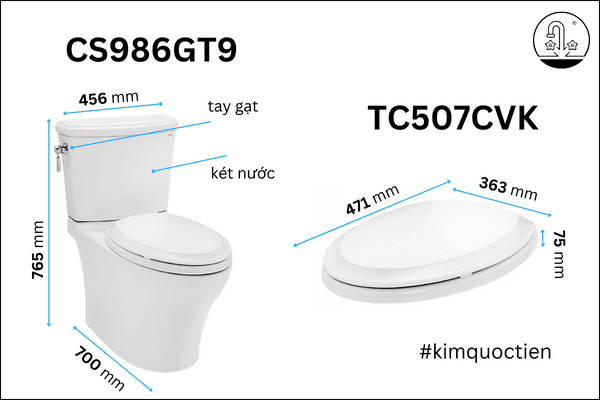 Bồn cầu TOTO 2 khối CS986GT9