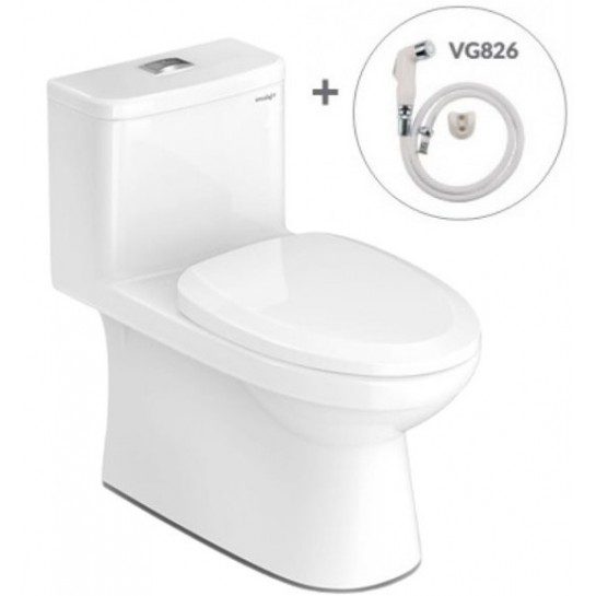 Bồn Cầu VIGLACERA MK2 1 Khối Nắp Êm Tặng Xịt