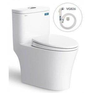 Bồn Cầu VIGLACERA V63 1 Khối Nắp Êm V68 Tặng Xịt VG826