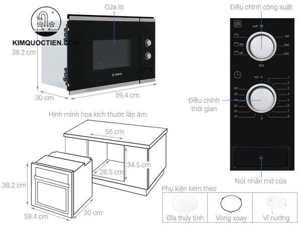 Lò vi sóng âm tủ Bosch BEL520MS0K Serie 4