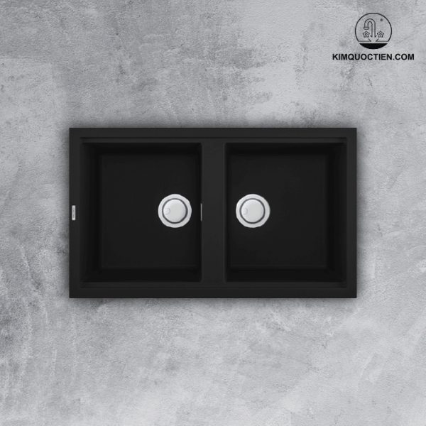 Chậu rửa đá Malloca Nero K-45040 được phủ Nano bạc diệt khuẩn 100%, bề mặt nhẵn mịn, chống bám bẩn, dễ dàng vệ sinh.