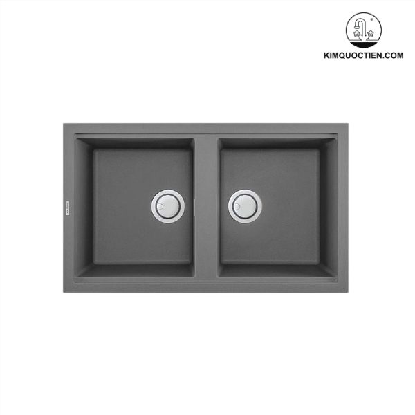 Chậu rửa 2 hộc đá Granite có bề mặt nhẵn mịn chống bẩn, thoát nước thông minh, bền bỉ.