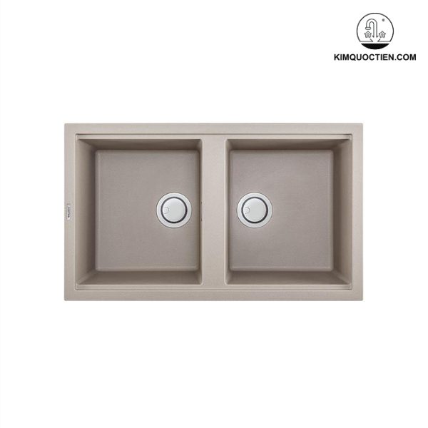 Chậu rửa đá Granite Malloca Tortora K-45043 với thiết kế hai hộc sâu, thoát nước tốt và dễ vệ sinh.