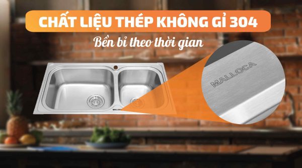 Chậu rửa chén Malloca MS 2025 Inox 304