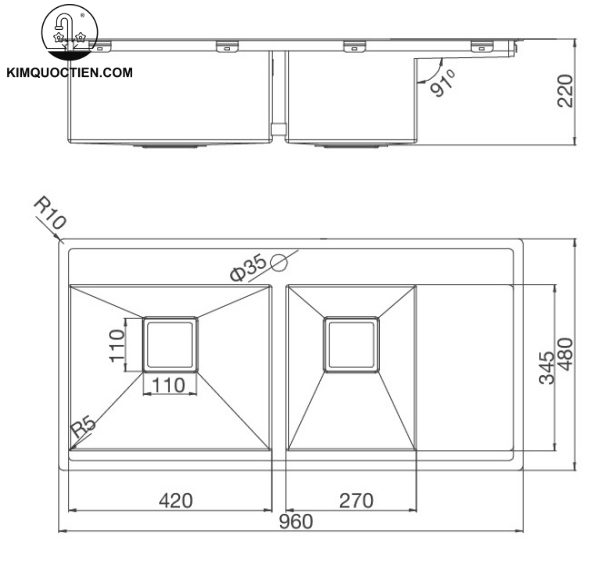 Chậu Rửa Chén MALLOCA MS 6305T INOX 304 chính hãng độ bền cao