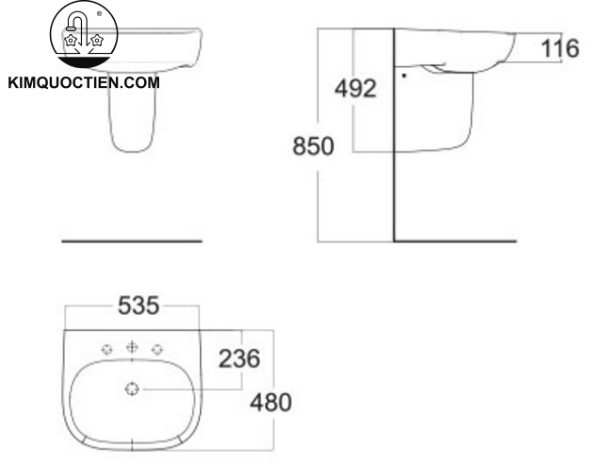 Lavabo AMERICAN 0955-WT 