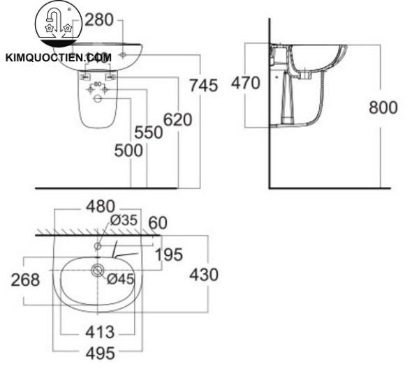 Chậu rửa treo tường American Standard VF-0947