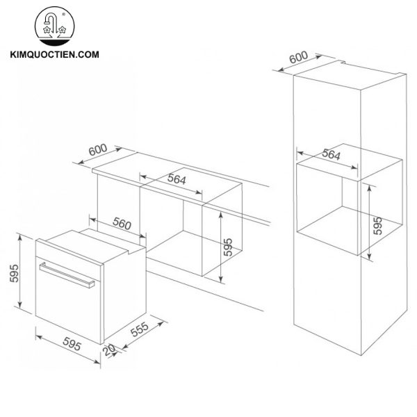 Lò Nướng Điện MALLOCA MOV-65DA Âm Tủ (Kính Đen) thiết kế sang trọng tinh tế