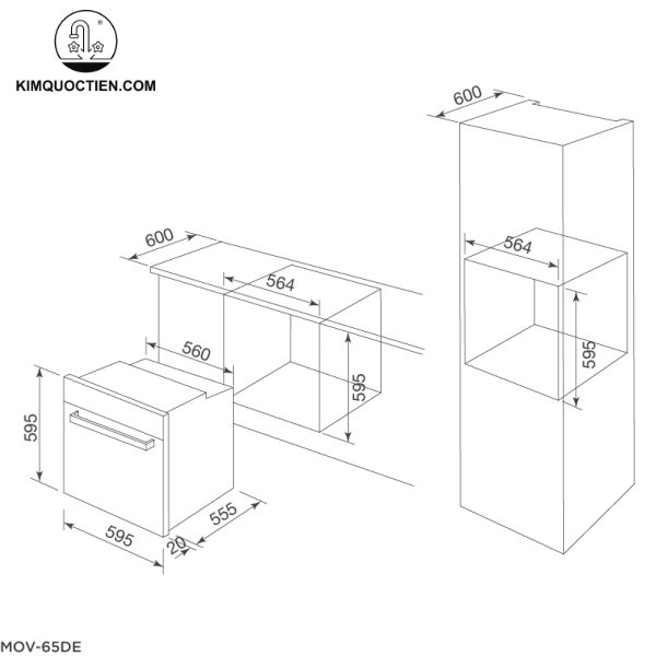 Lò Nướng Điện MALLOCA MOV-65DE Âm Tủ thiết kế gọn gàng vẽ ngoài hiện đại