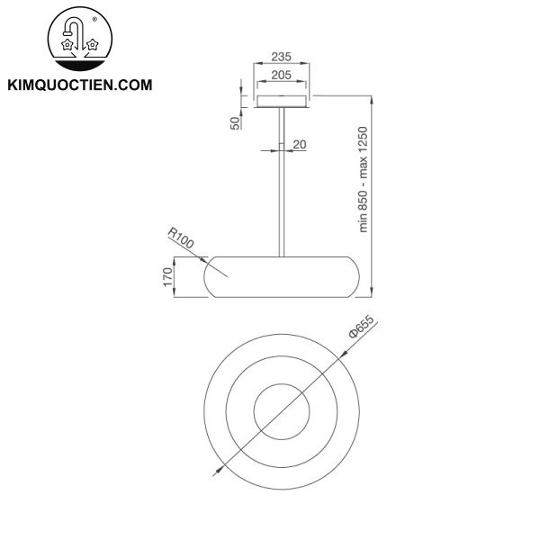 máy hút khử mùi đảo GEMINI BLACK - I235F