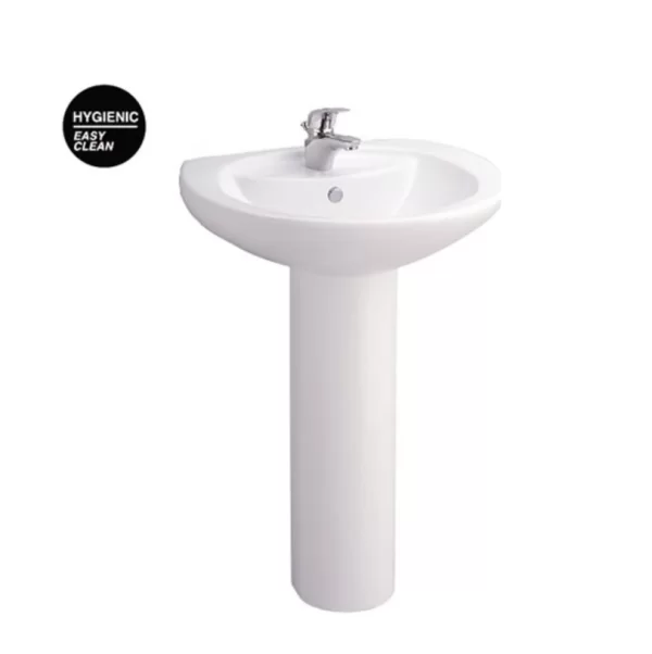 Chậu Rửa Lavabo COTTO C0107/C411 Treo Tường Kèm Chân Dài