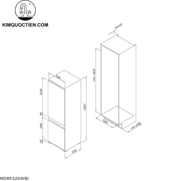 Tủ lạnh Malloca MDRF225WBI