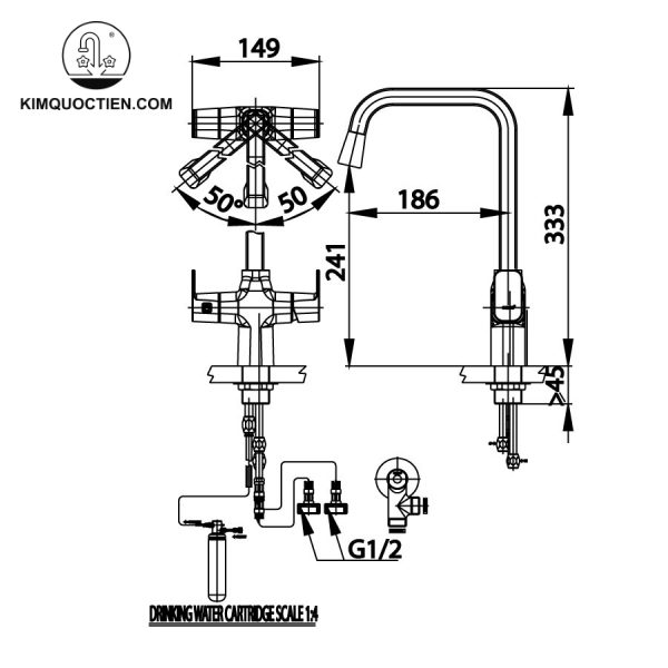 Vòi bếp COTTO CT2126A Nóng Lạnh chính hãng độ bền cao