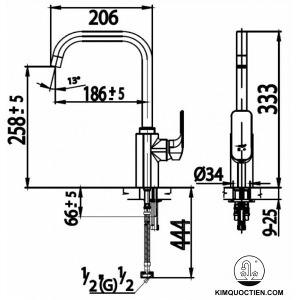 Vòi bếp COTTO CT2150A Nóng Lạnh thiết kế tinh tế tiện dụng