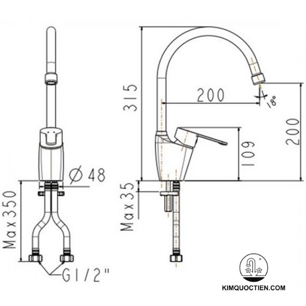 Vòi rửa chén AMERICAN WF-5623 nóng lạnh thiết kế hiện đại