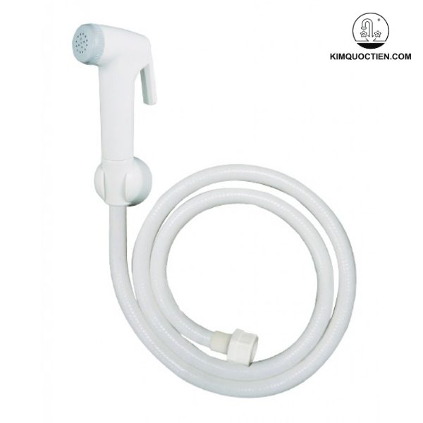 Vòi xịt vệ sinh CAESAR BS304A nhựa, kháng khuẩn, dây PVC xoay 360 độ, bền đẹp, tiện lợi sử dụng.