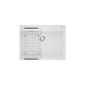 Chậu Rửa Chén KONOX Ruvita 680 White Silver Đá Granite 1 Hộc 680mm