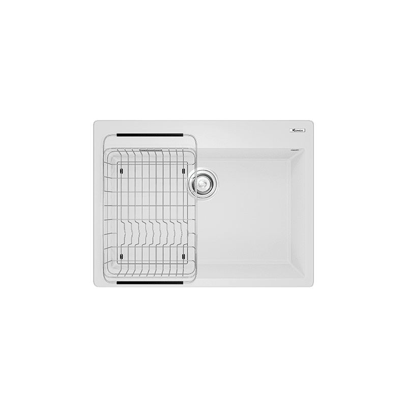Chậu Rửa Chén KONOX Ruvita 680 White Silver Đá Granite 1 Hộc 680mm