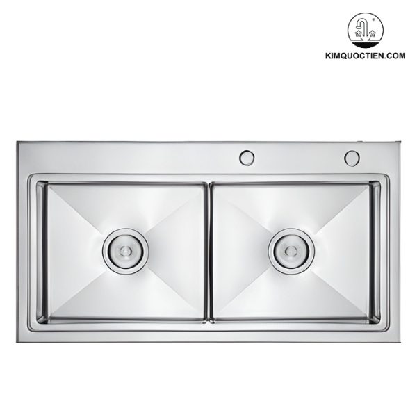 Chậu rửa chén Bello BL-C550 2 hộc được sản xuất từ chất liệu inox SUS304 dày dặn, vừa đảm bảo độ bền vừa an toàn cho người sử dụng