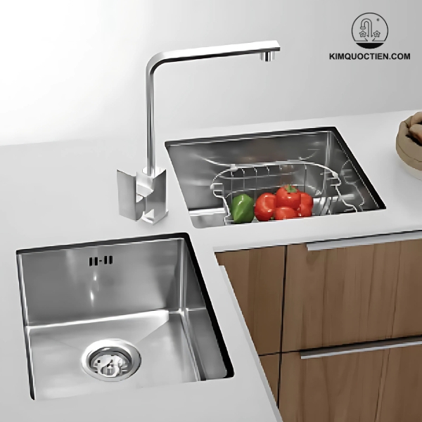Chậu rửa chén Bello BL-C990 2 hộc góc có độ bền cao và an toàn cho sức khoẻ với chất liệu inox 304