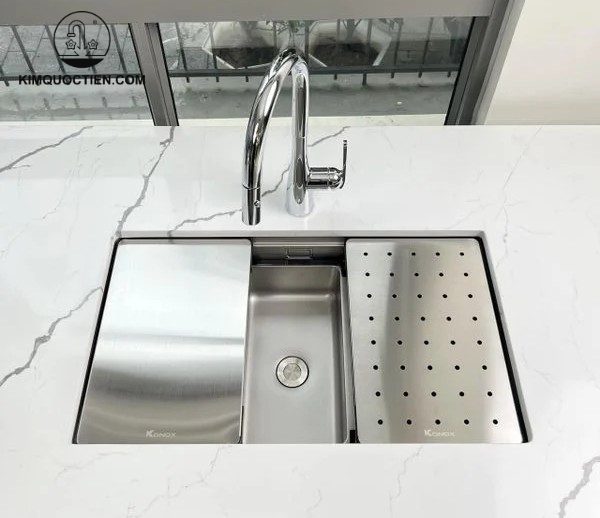 Chậu Rửa Chén KONOX KN7644SU Dekor Chống Xước 760mm Inox 1 Hộc chính hãng chất lượng tốt
