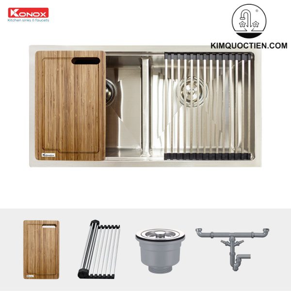 Các sản phẩm đi kèm với mẫu chậu rửa chén thương hiệu KONOX